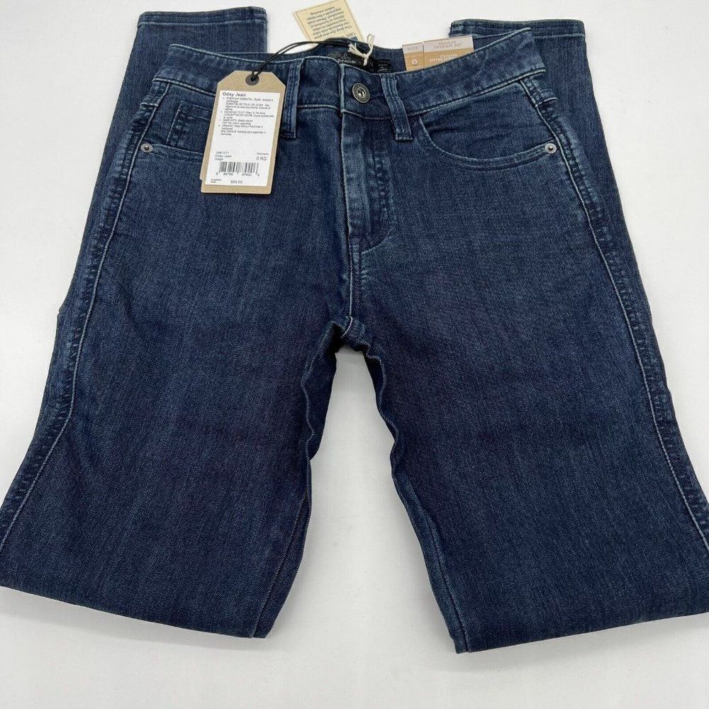 NEW prAna INDIGO WASH ODAY JEANS PANTS SIZE 0 REGULAR INSEAM